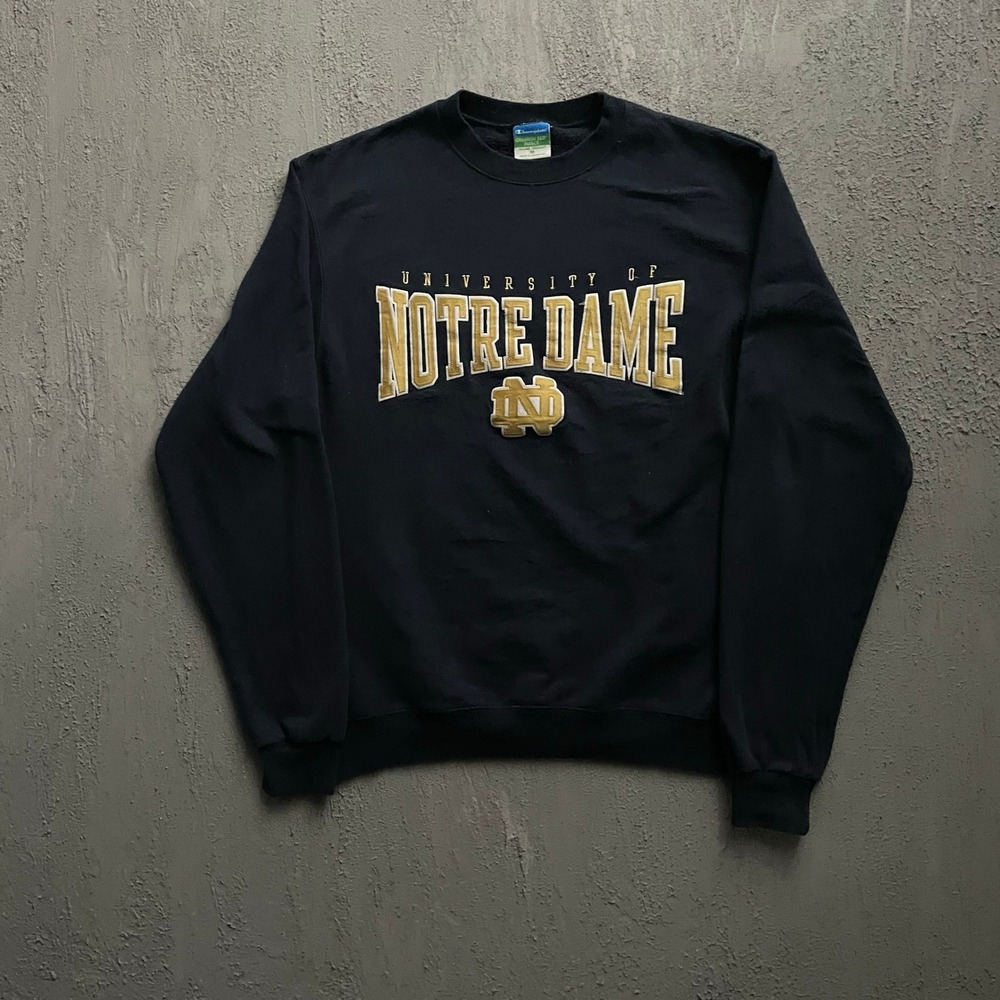 Champion Notre Dame University Sweatshirt Mens Medium Navy Blue 2000s